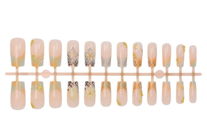 Art nail set with elegant floral and geometric accents Kalsten
