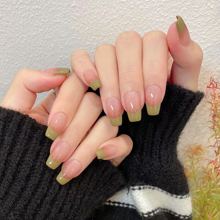 Natural French Tip Acrylic Nail Set