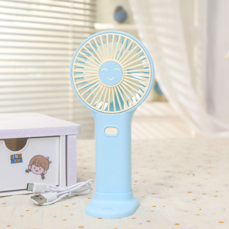 Ladies Portable Hand Fan with Smiling Face and USB Charging Function Kalsten