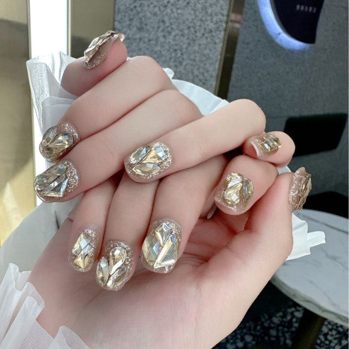 Glamorous Rhinestone Press-On Nails Kalsten