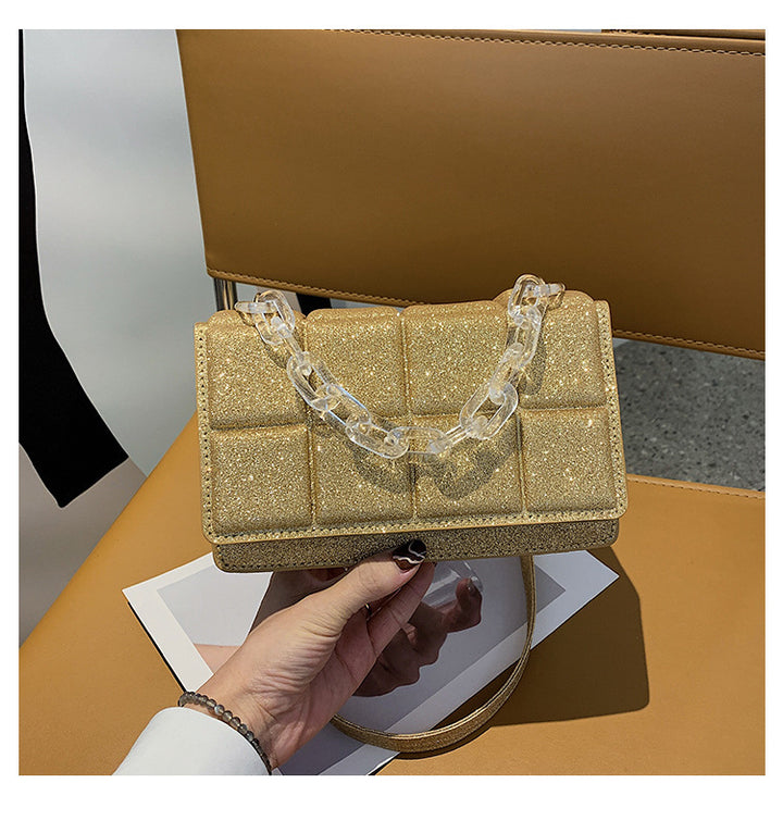 Textured Chain-Handled Evening Handbag