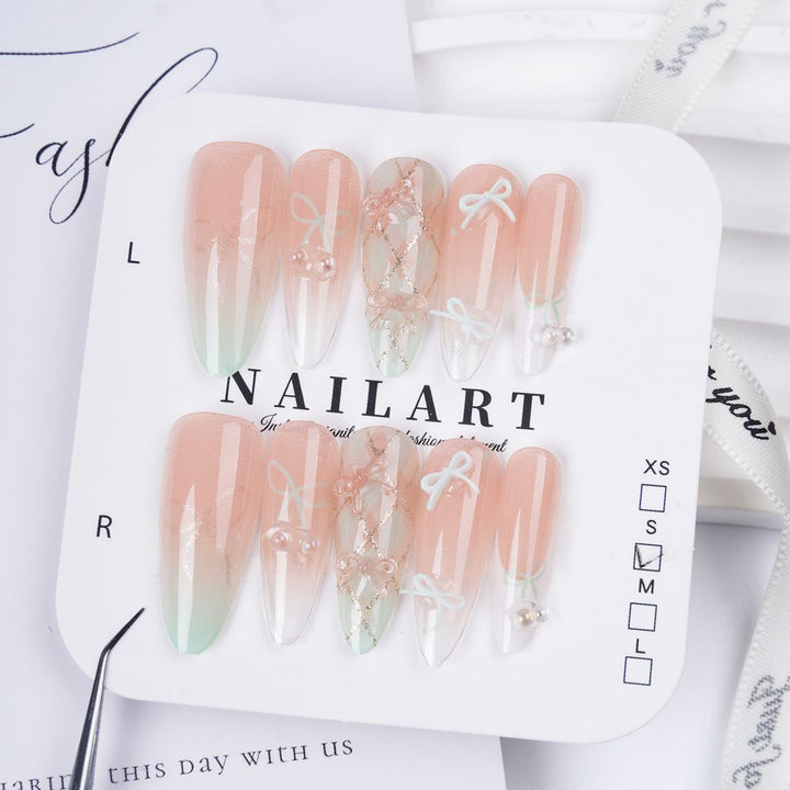 Artistic Stiletto Press-On Nail Set with Floral Embellishments Kalsten
