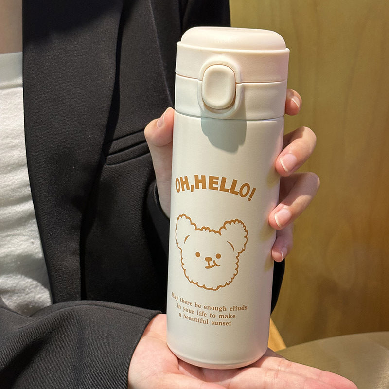 Ladies Insulated Drinking Bottle with Cute Animal Design and Practical Flip Top Kalsten