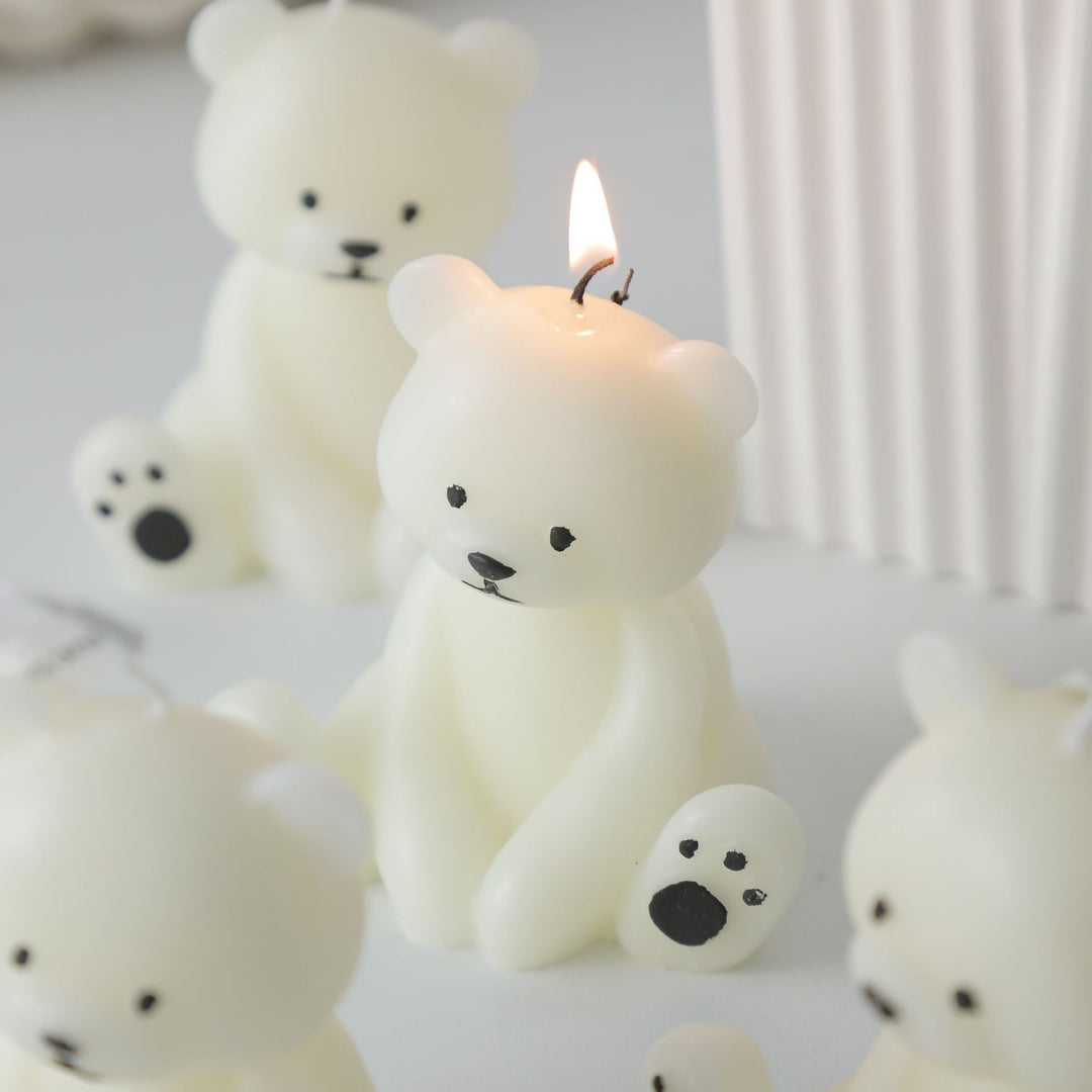 Decorative Bear-Shaped Scented Soy Candle with Ceramic Drip Tray
