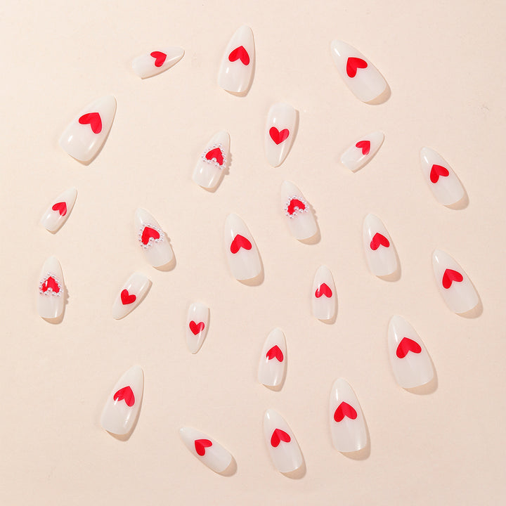 Heart-Accent Stiletto Nail Art Extensions Kalsten