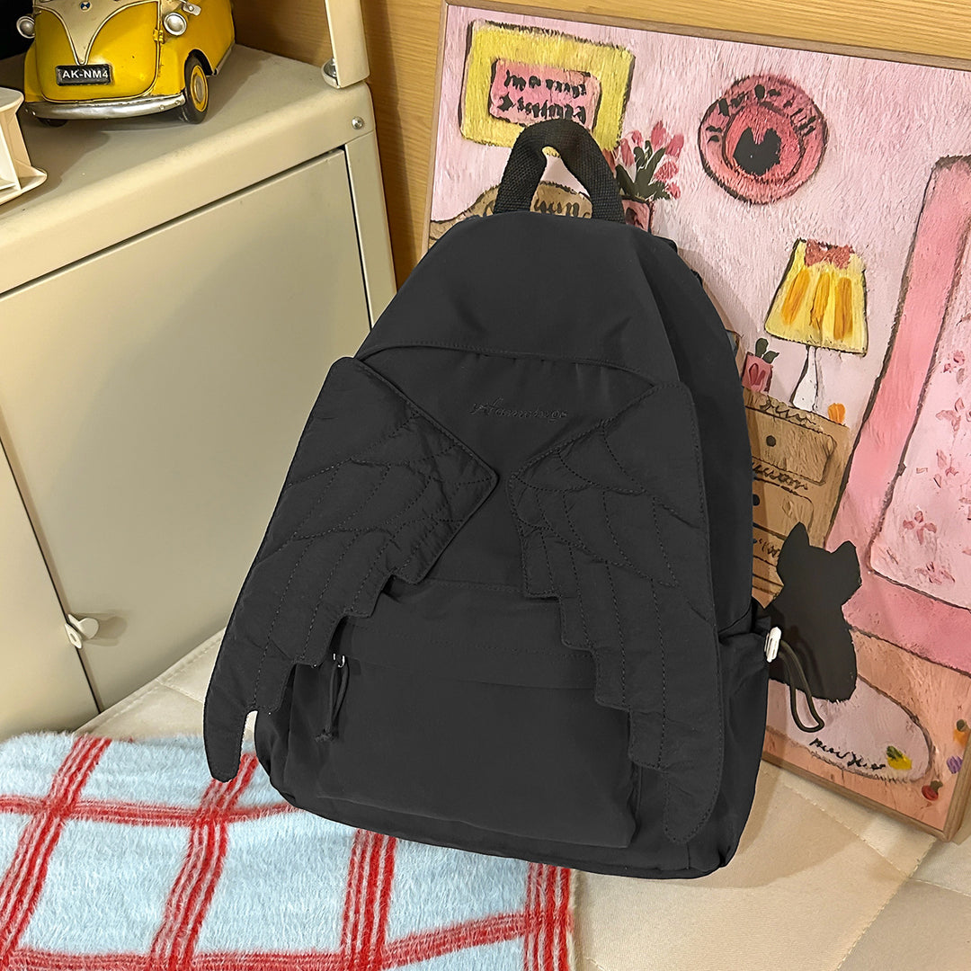 Cute Wing-Embellished Casual Backpack Kalsten
