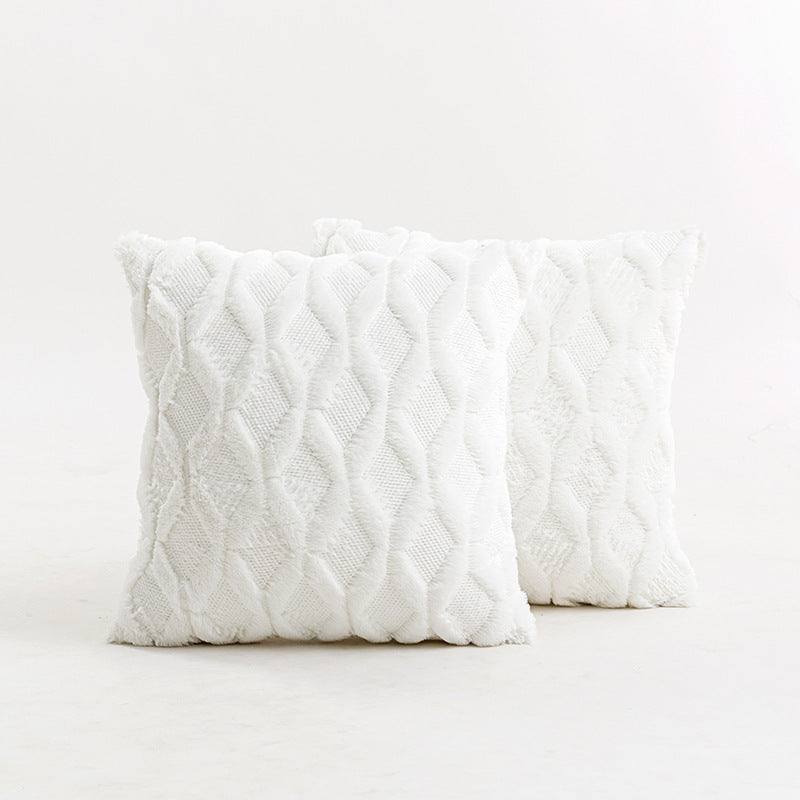 Textured Knit Diamond Tufted Square Throw Pillow Cover with Frayed Edge