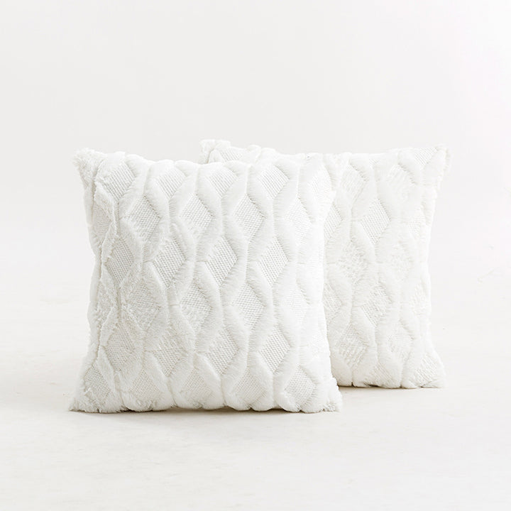Textured Knit Diamond Tufted Square Throw Pillow Cover with Frayed Edge