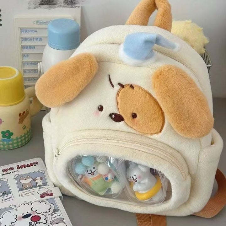 Plush Dog Backpack with Transparent Viewing Window Kalsten