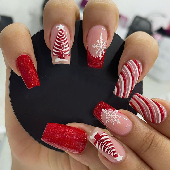 Artificial nail set with festive winter theme Kalsten