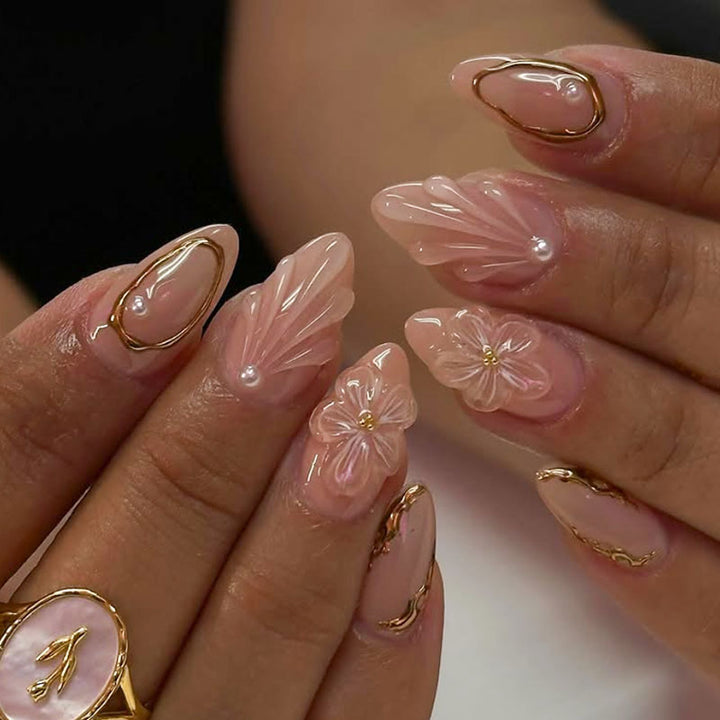 Artistic Floral Press-On Nails