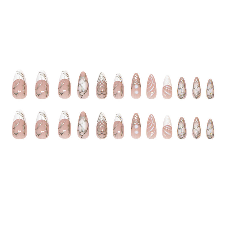 Stylish Long Stiletto Press-On Nails with Iridescent Design Kalsten