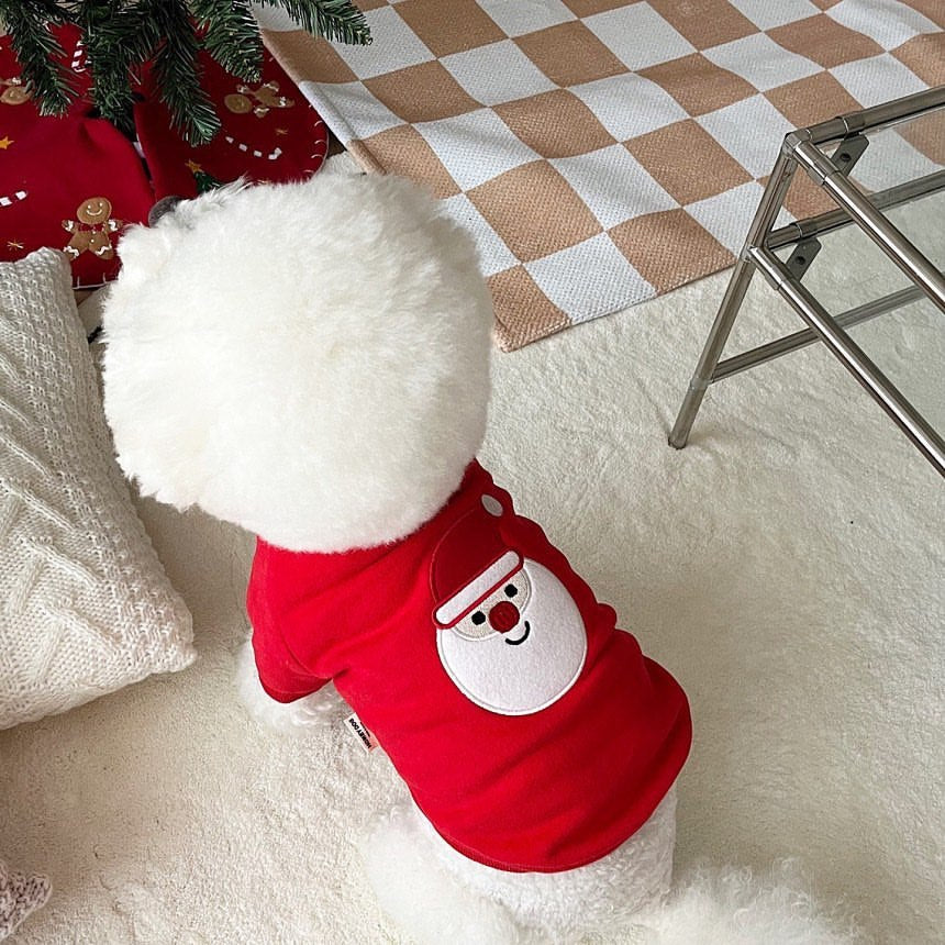 Holiday Santa Appliqué Cotton Pet Tee Shirt