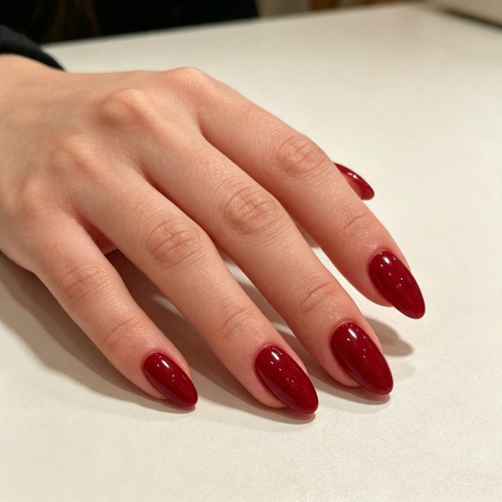 Glossy Almond-Shaped Nail Enhancements