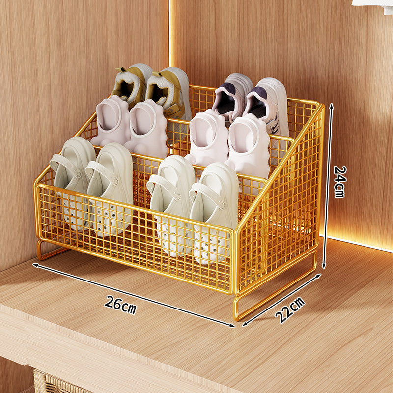 Angled Tiered Mesh Countertop Shoe and Slipper Organizer