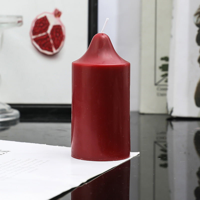Hand-Poured Decorative Pillar Candle with Sculpted Tapered Top