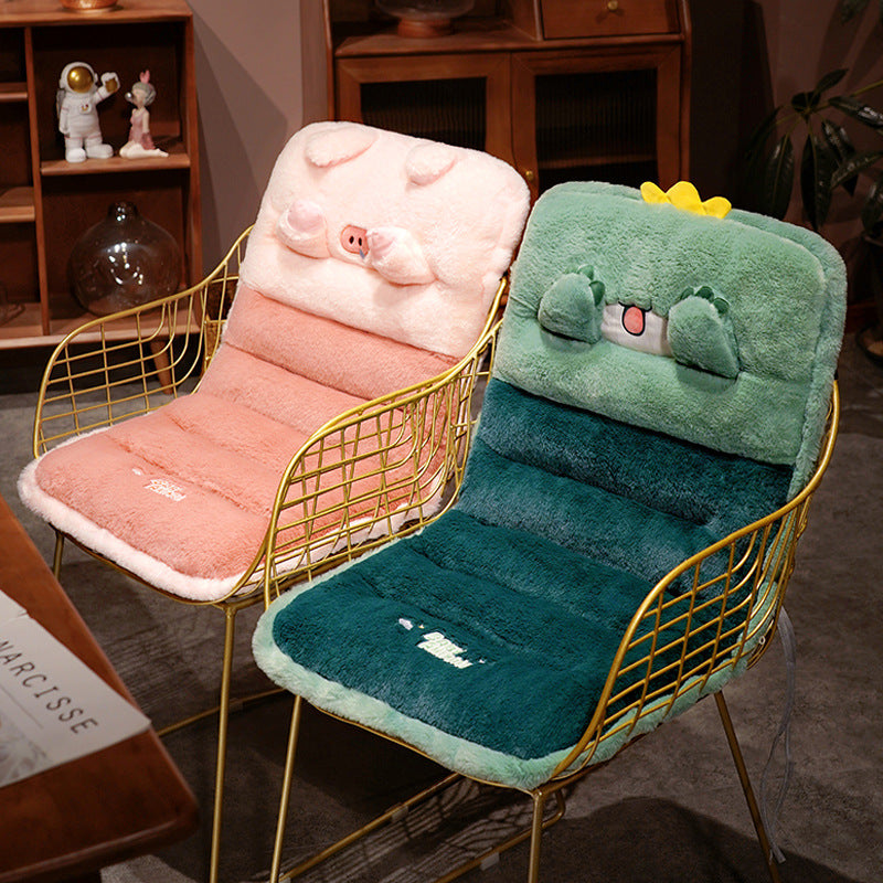 Cozy ergonomic child seat cushion with back support in animal plush design