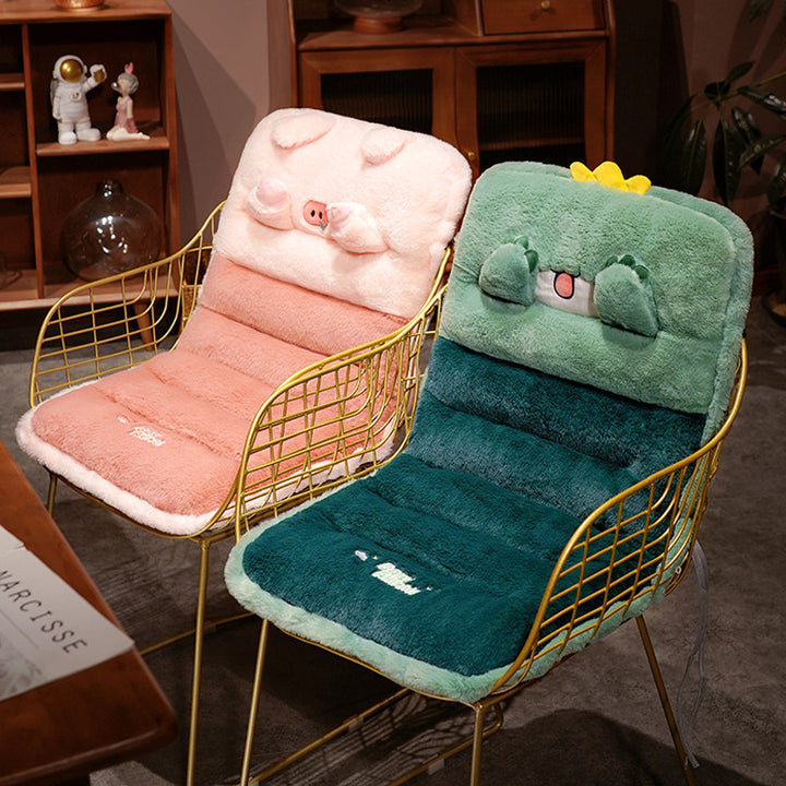 Cozy ergonomic child seat cushion with back support in animal plush design
