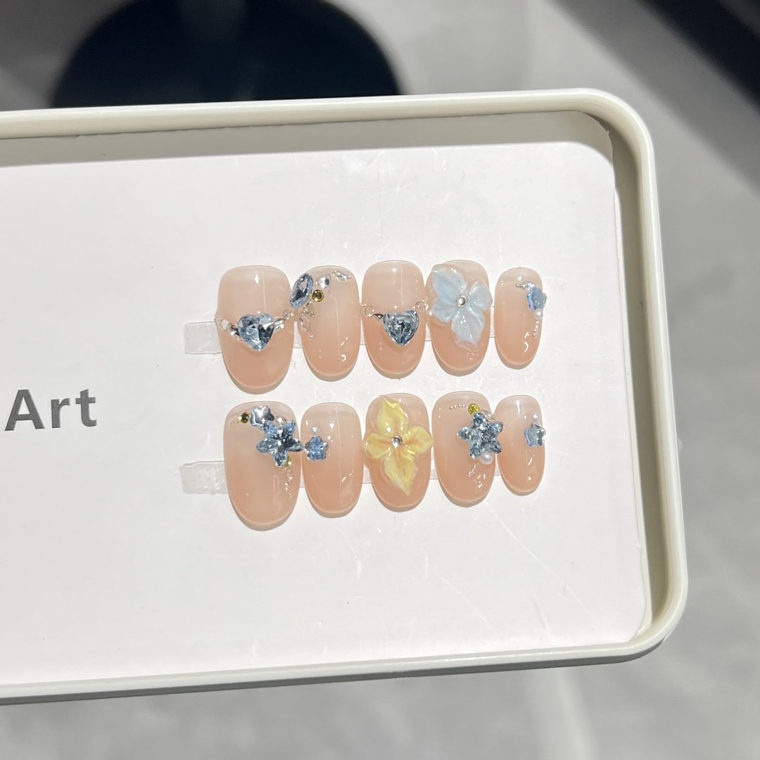 Artistic Floral Press-On Nail Tips Kalsten