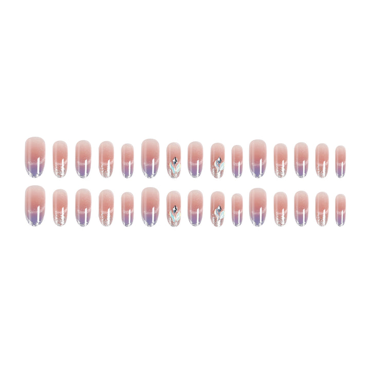 Acrylic nail set with elegant glitter effect and beautified embellishments Kalsten