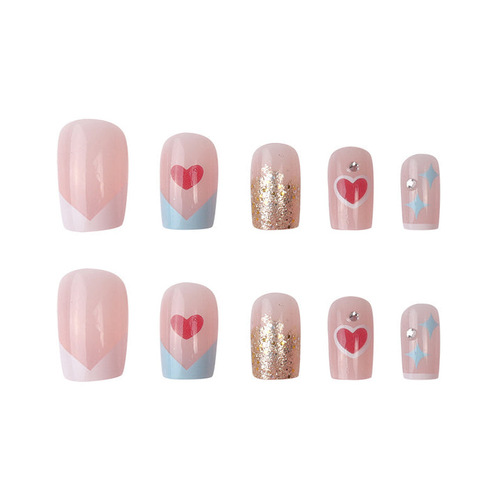 Creative Heart-Themed Press-On Nails Kalsten