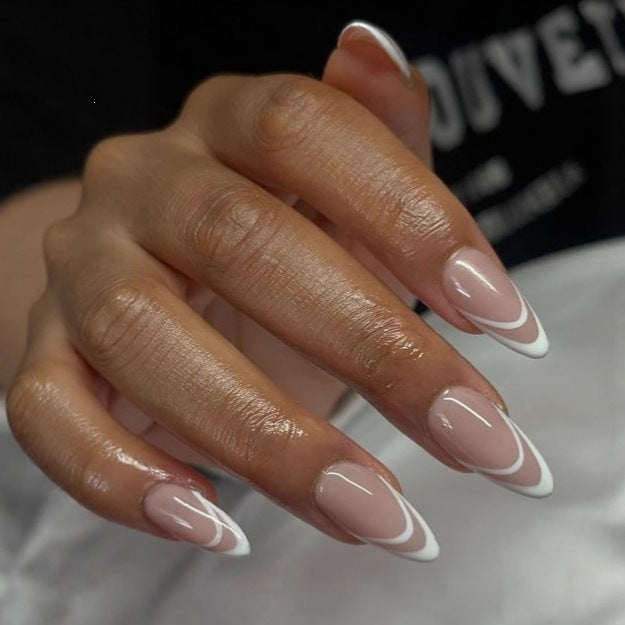 Elegant French Lace Artificial Nails Kalsten