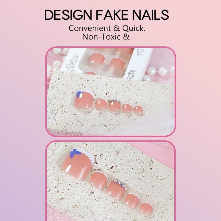 Artificial nail set for feet with elegant floral accents Kalsten