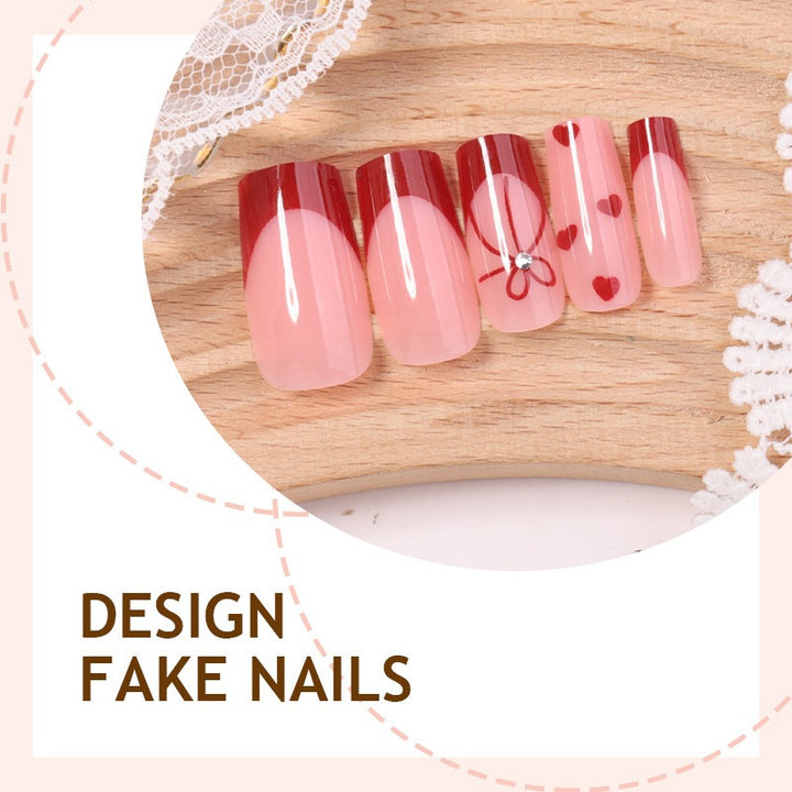 Artificial nail set with stylish hearts and elegant accents Kalsten