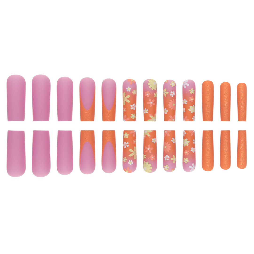Decorative Floral Glittery Press-On Nails Kalsten