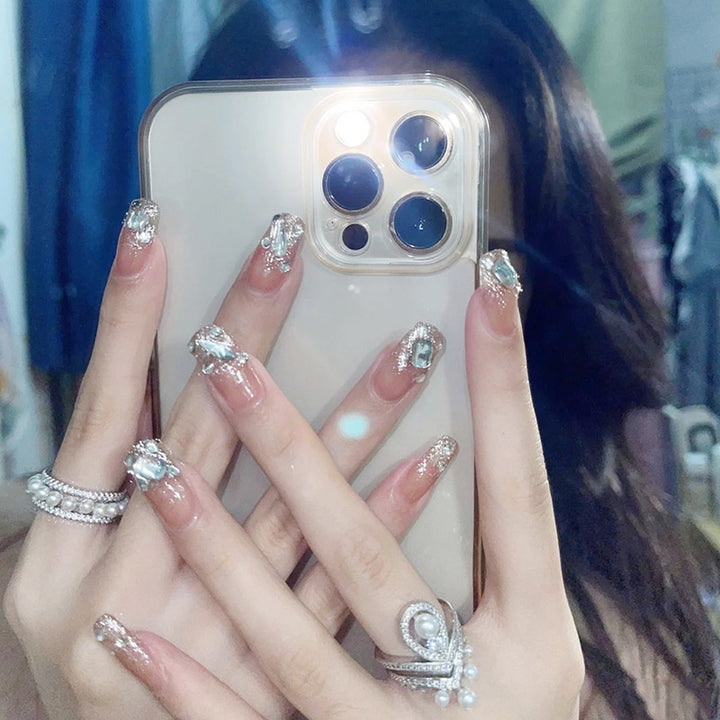 Elegant Rhinestone-Embellished Press-On Nails