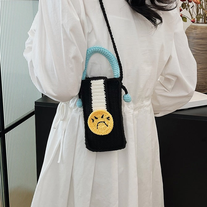 Cute Crochet Beverage-Themed Crossbody Bag