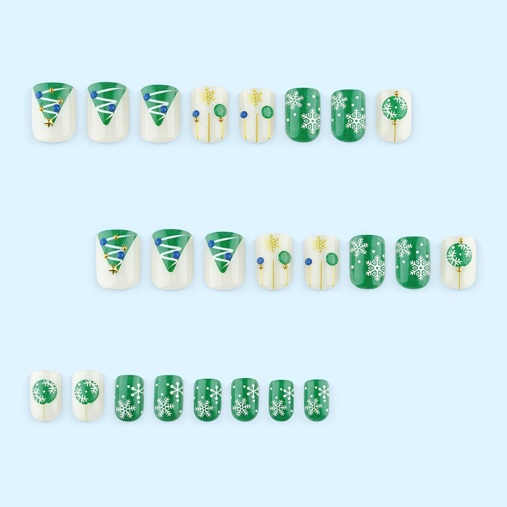 Artificial Nail Set with Festive Winter Design Kalsten