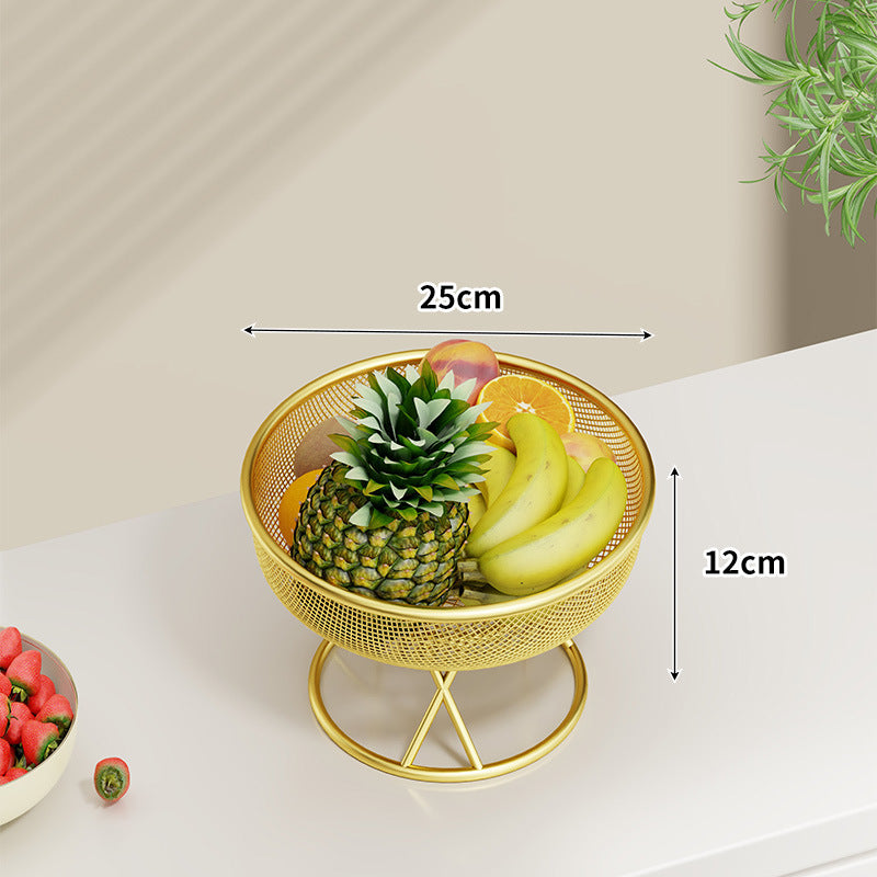 Elevated Mesh Metal Fruit Bowl Pedestal Organizer