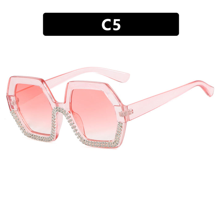 Women's extravagant sunglasses with hexagonal frame and rhinestone accents Kalsten