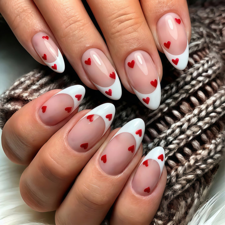Artificial nails with romantic heart decorations Kalsten
