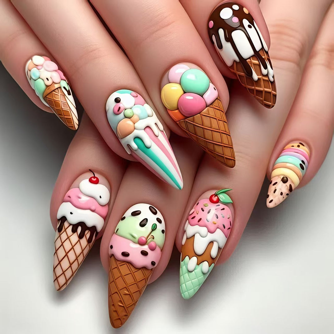 Artistic Ice Cream Cone Nail Art Kalsten