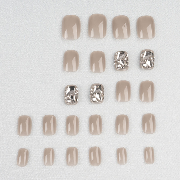 Glamorous Press-On Nail Set with Rhinestone Accents