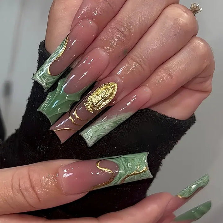 Luxe Marbled Press-On Nail Art Kalsten