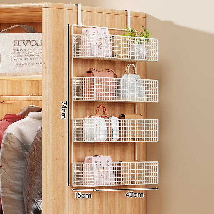 Over-the-Door Multi-Tier Metal Grid Hanging Storage Organizer