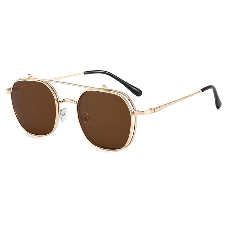 Women's geometric oversized sunglasses with elegant golden frame Kalsten