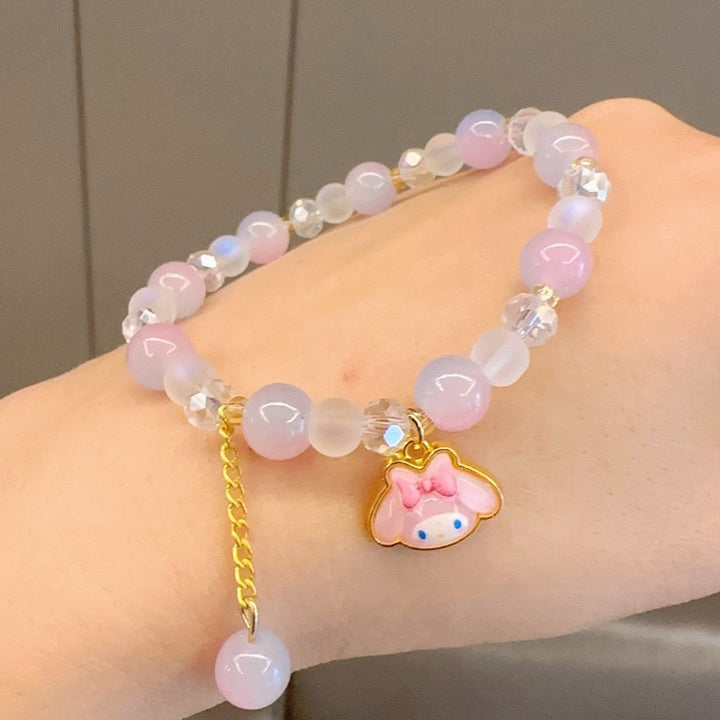 Playful bracelet with colorful glass beads and pendant Kalsten