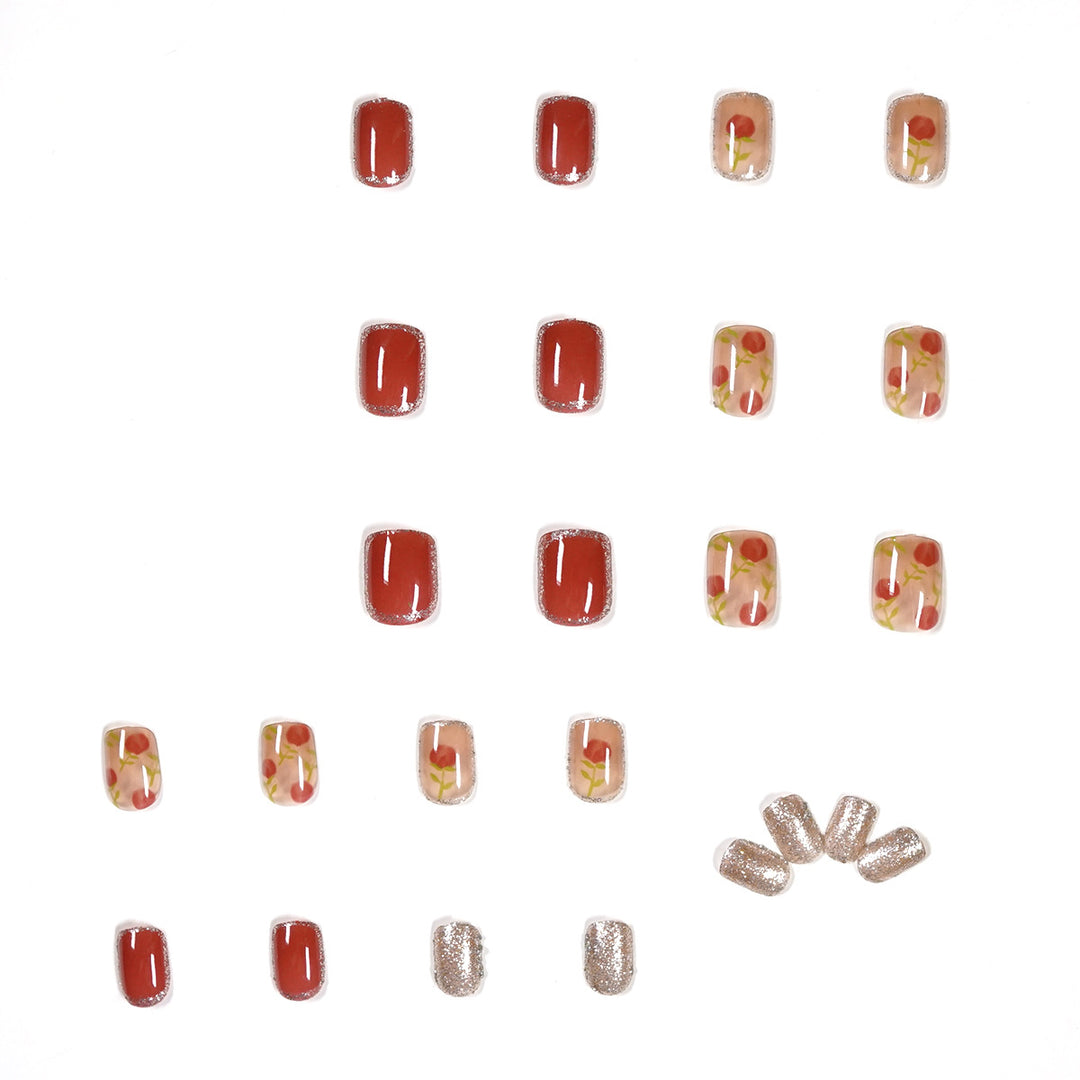 Artful nail art with natural gradient and floral accents Kalsten