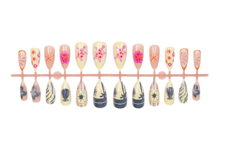 Artificial nail set with floral and maritime motifs Kalsten