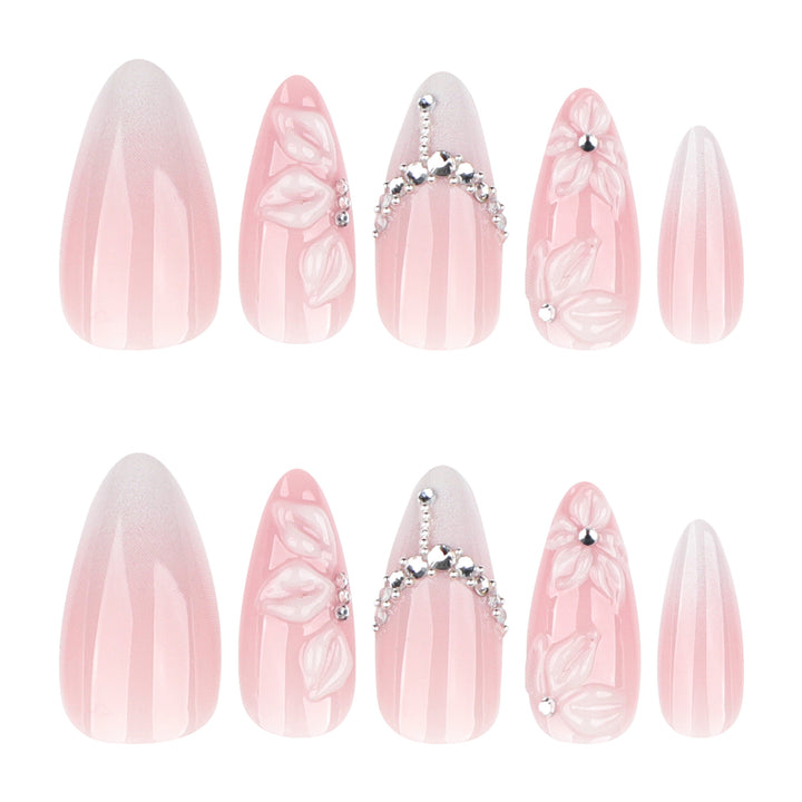 Acrylic Nail Extensions with Elegant Flower Design Kalsten