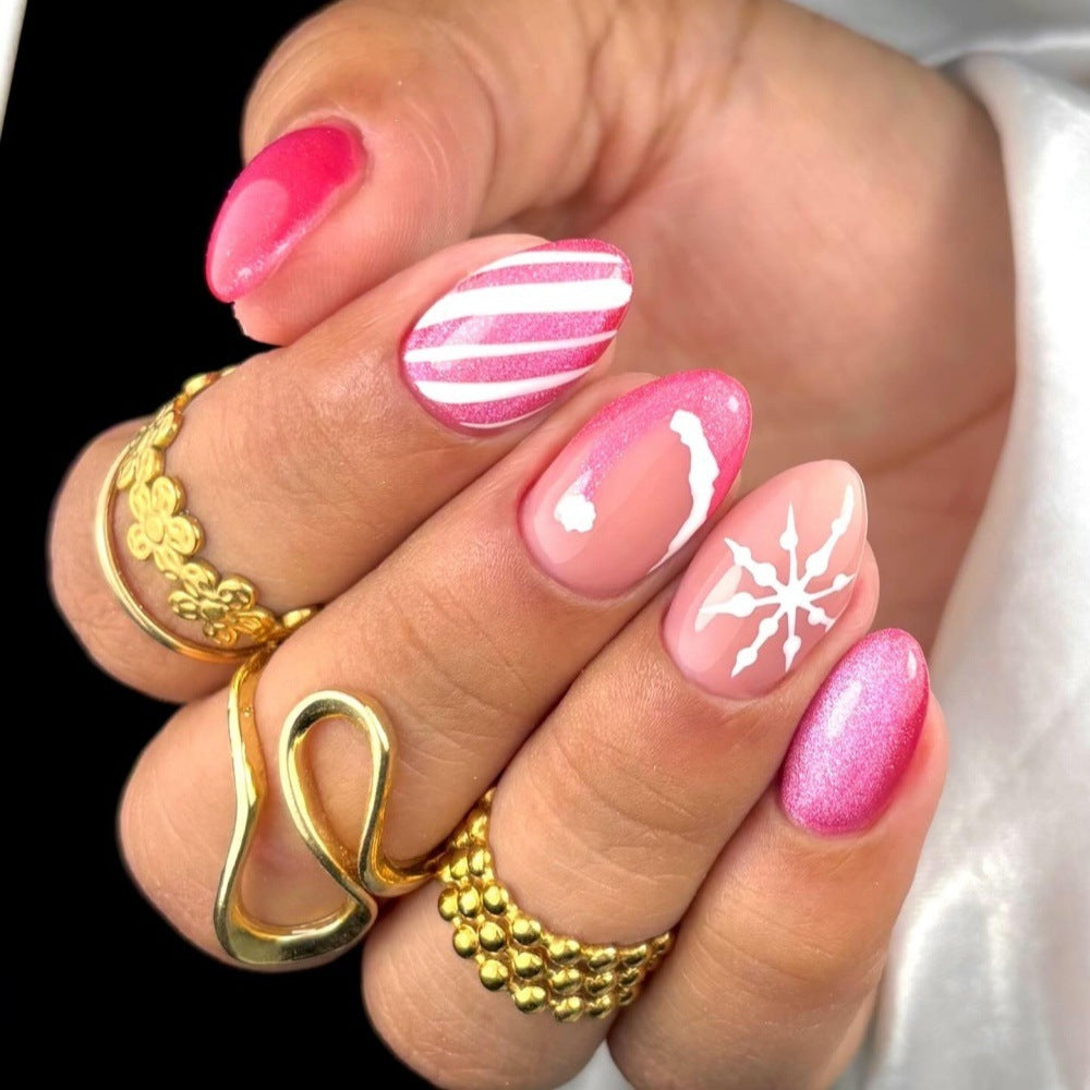 Artificial nails with sparkling glitter and Christmas designs Kalsten