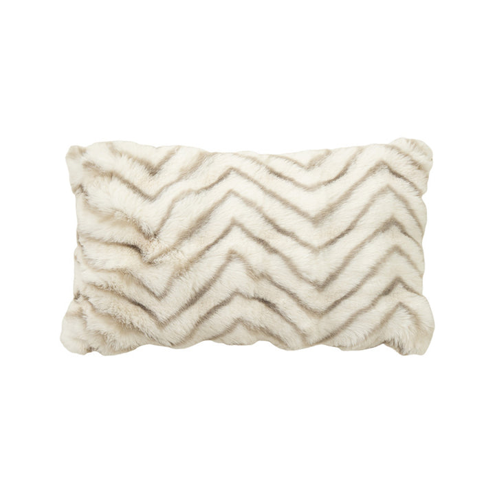 Luxurious faux fur designer pillow with serrated texture