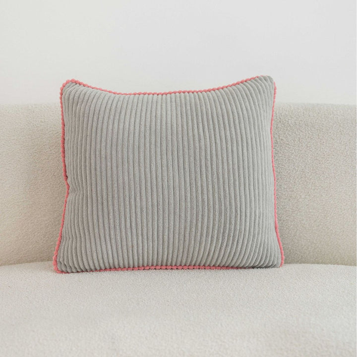 Ribbed Corduroy Square Throw Pillow with Scalloped Edge