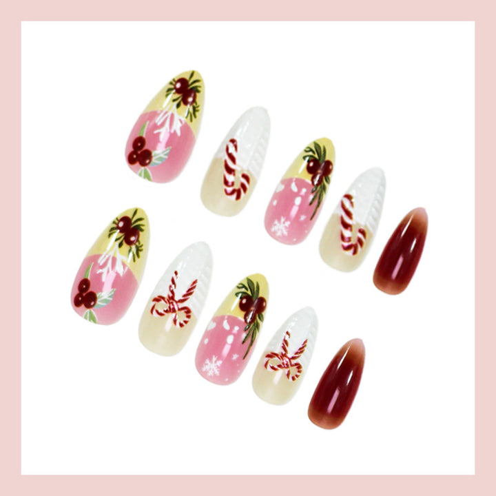 Artificial nail set with winter and festive designs Kalsten