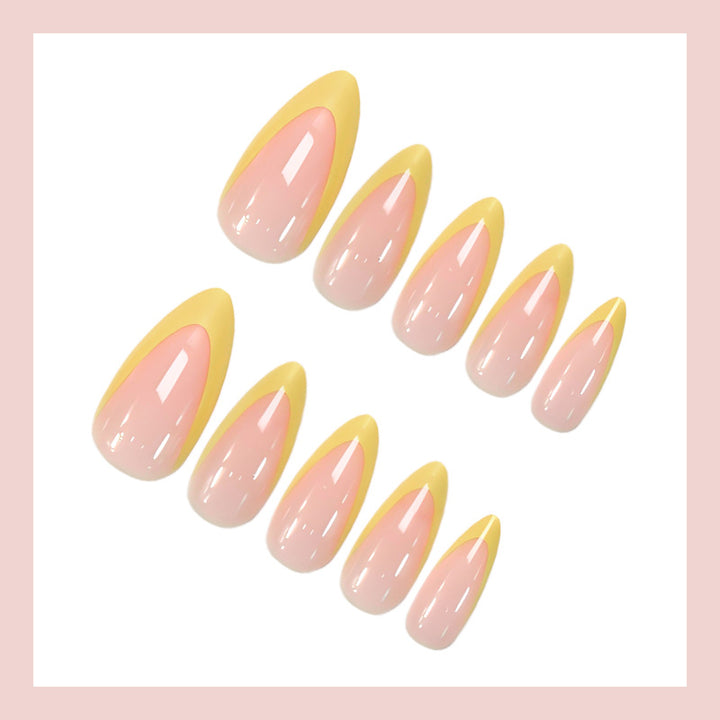 Artificial nails with elegant French tip in yellow Kalsten