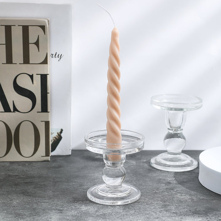 Pressed Glass Pedestal Candle Holder for Taper & Pillar Candles